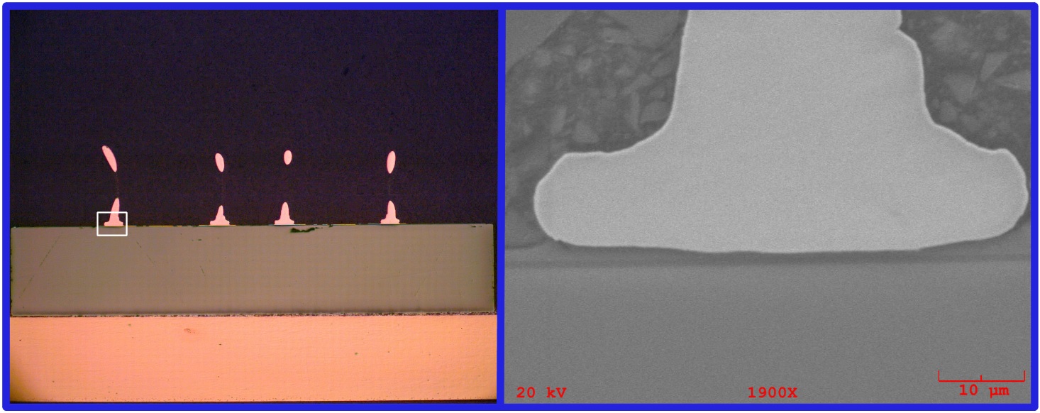 Microsection of Die Bond Wire Microsection of Die Bond Wire